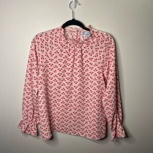 Hill House Pink Floral Posy Pink Millie Top Blouse Ruffle